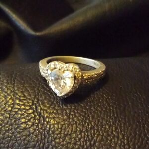 Elegant 925 Silver CZ Heart Ring